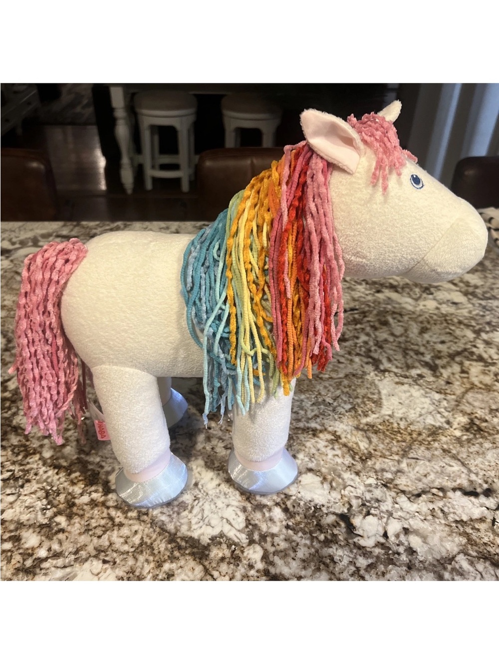 HABA Plush Rainbow Unicorn Horse Glitterluck Rare 15 Inch Standing Embroidery